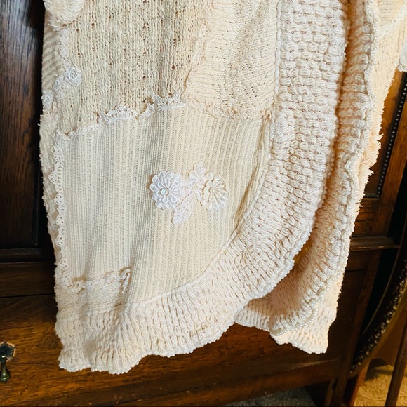 Sz L Ivory mixed media long bohemian coat - Picture 16 of 16